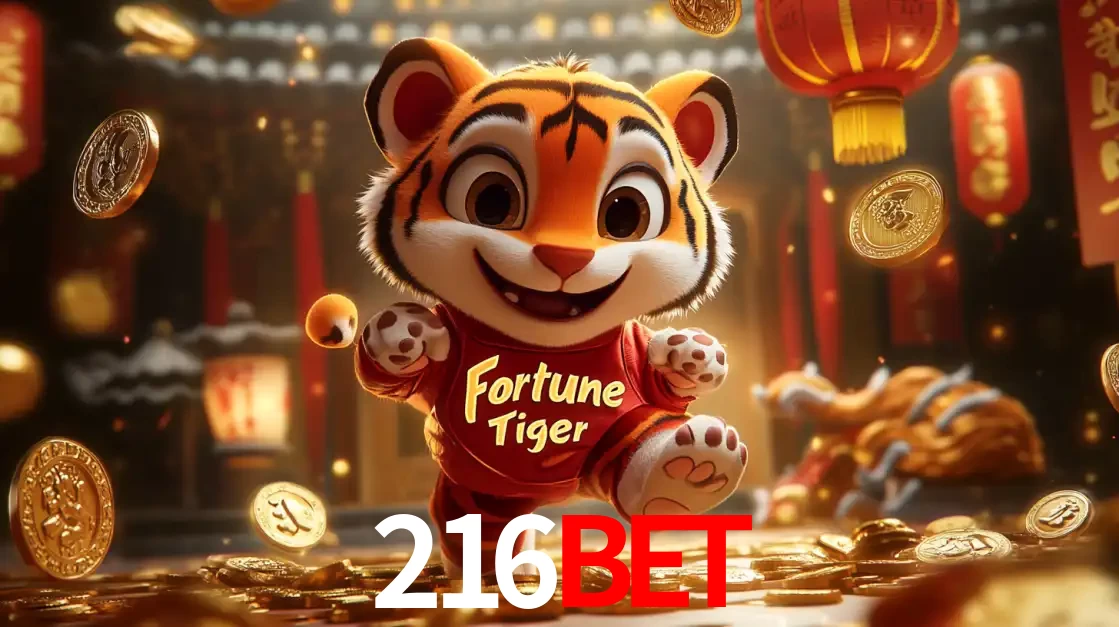 O alegre personagem do Fortune Tiger correndo sobre um caminho de moedas de ouro, simbolizando os grandes prêmios e a diversão do popular jogo de slot do 216bet.
